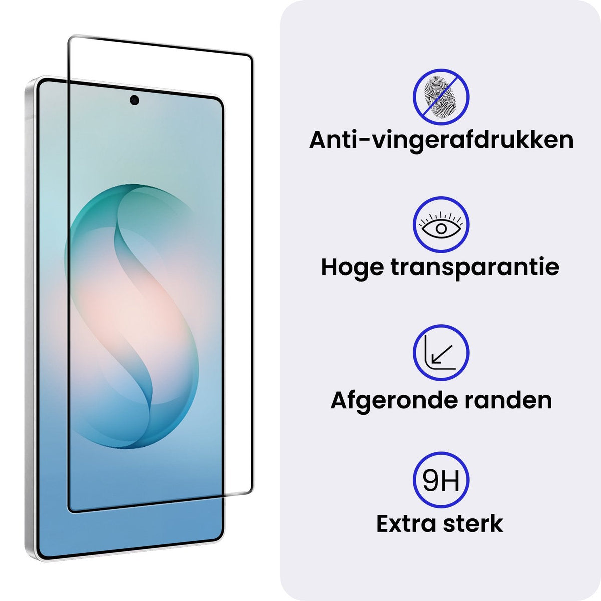 Screenprotector van gehard glas met zwarte randen
