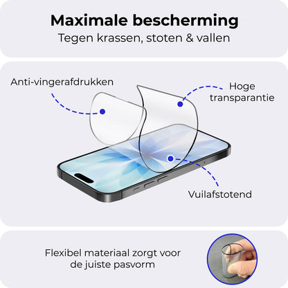 Flexibele glazen screenprotector met installatieframe voor iPhone 17