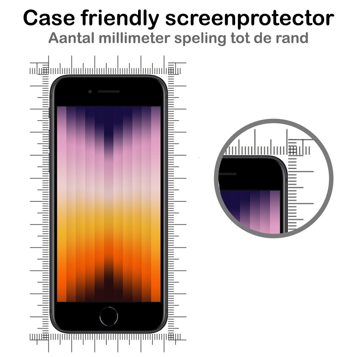 Full screen screenprotector van gehard glas voor iPhone SE 2022