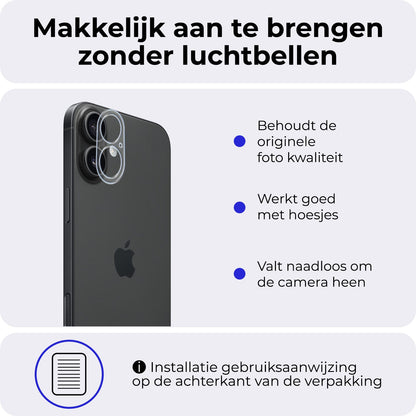 Gehard glazen camera screenprotector voor iPhone 16 Plus