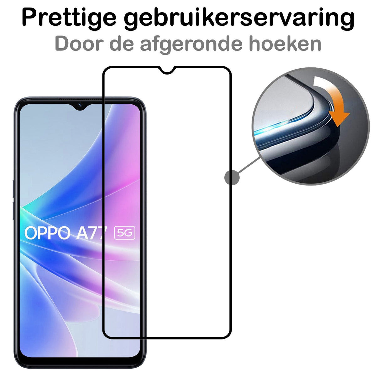 Glazen screenprotector met zwarte randen voor OPPO A77
