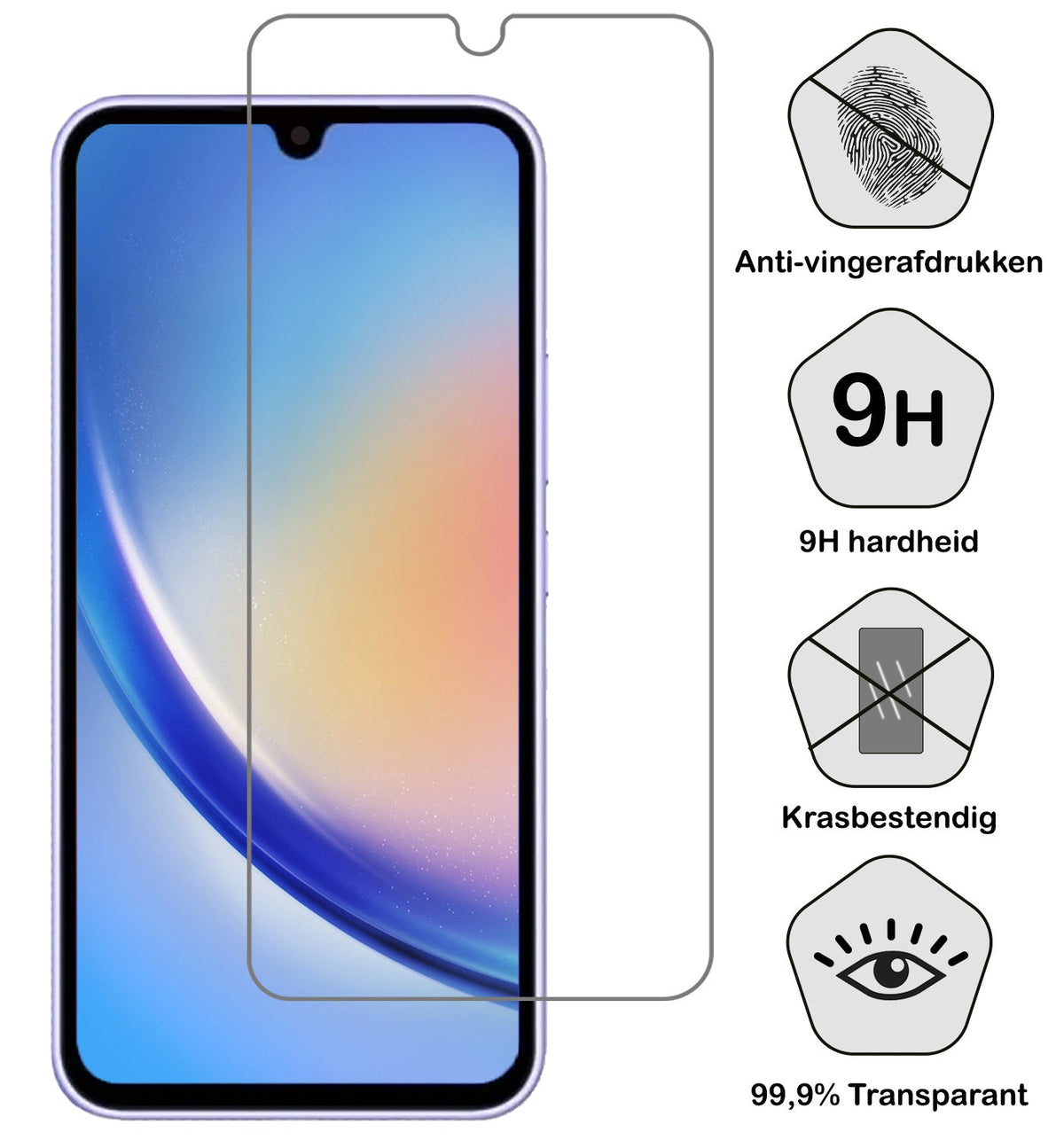Gehard glazen screenprotector voor Samsung A34