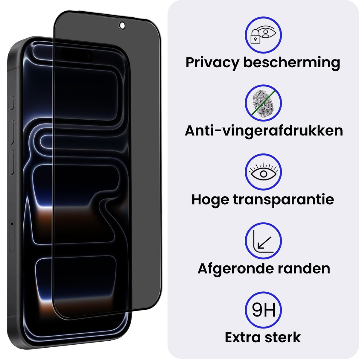 Privacy screenprotector van gehard glas voor iPhone 17 Pro Max