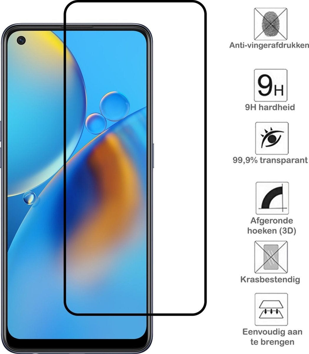 Gehard Glazen Screenprotector met Zwarte Randen voor OPPO A74 4G