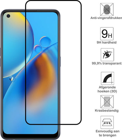 Gehard Glazen Screenprotector met Zwarte Randen voor OPPO A74 4G