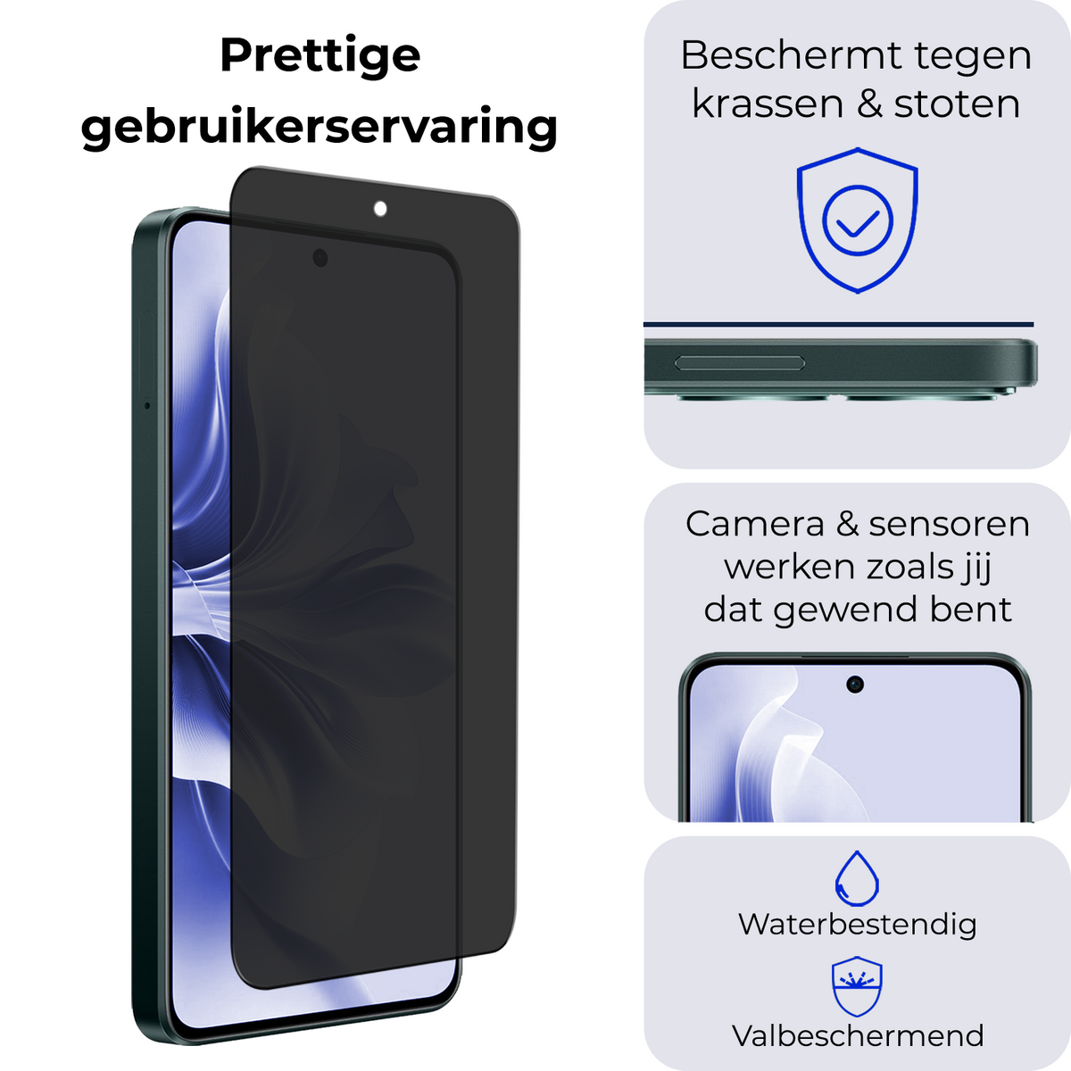 Gehard glazen privacy screenprotector voor OPPO Reno 11F