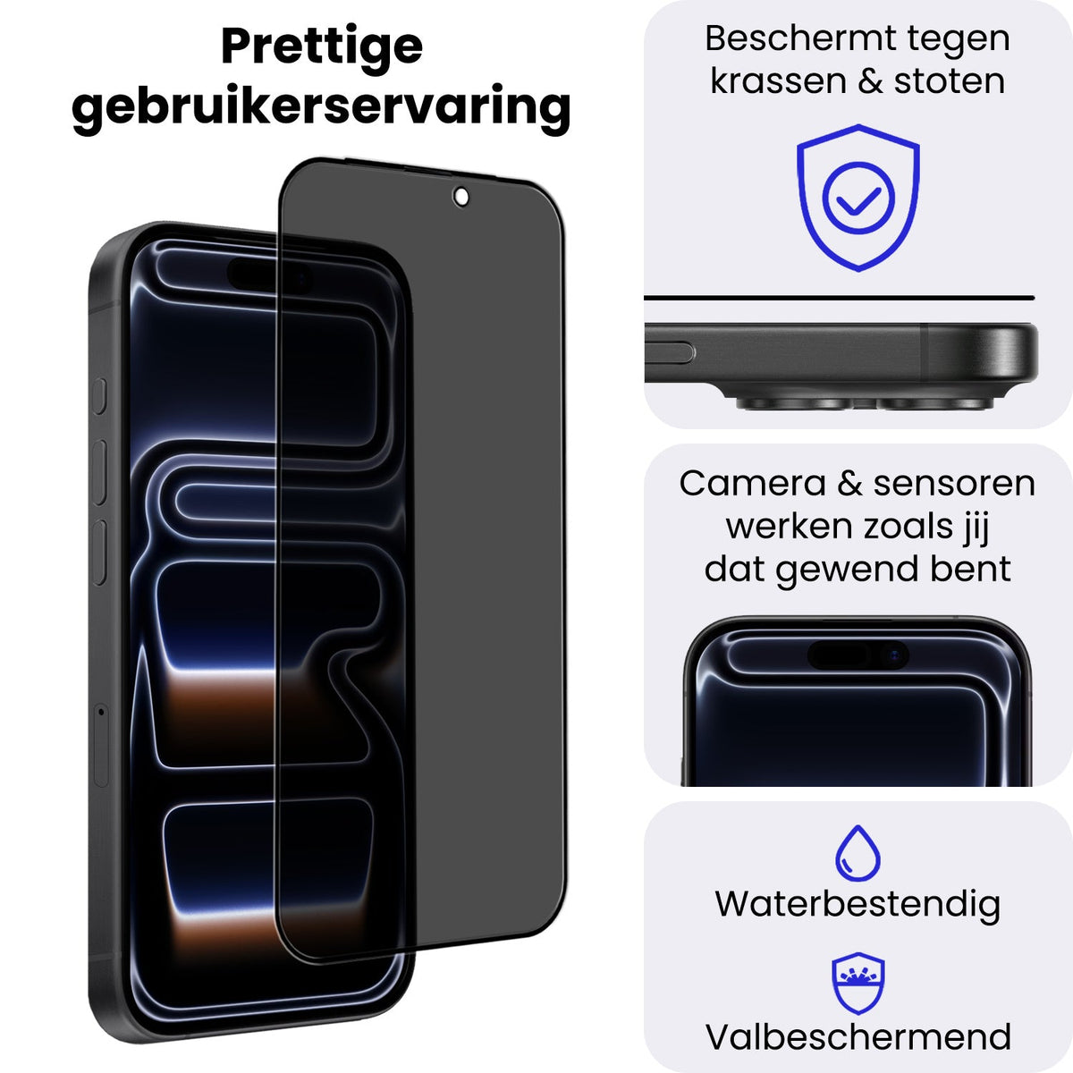 Screenprotector van gehard glas met privacyfilter voor iPhone 17 Pro