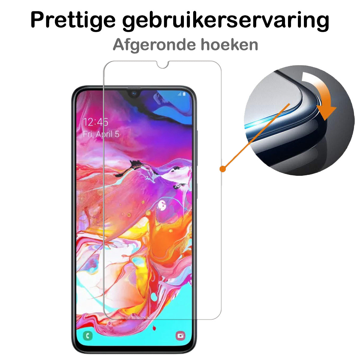 Screenprotector van gehard glas met zwarte randen voor Samsung A70