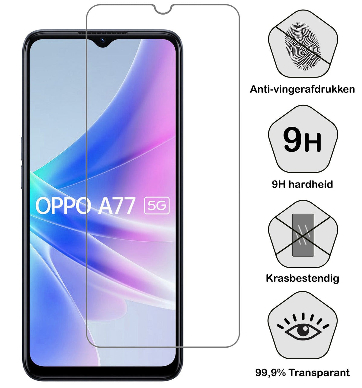 Gehard glazen screenprotector voor OPPO A77 met antikraslaag