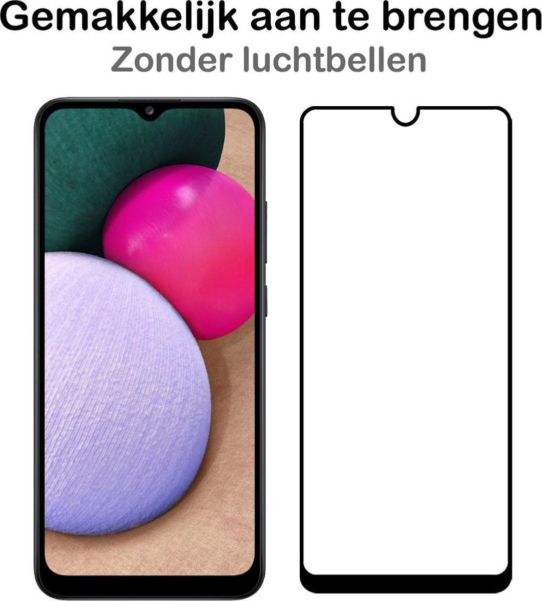 Full Screen Screenprotector van Gehard Glas Geschikt voor Samsung Galaxy A02s