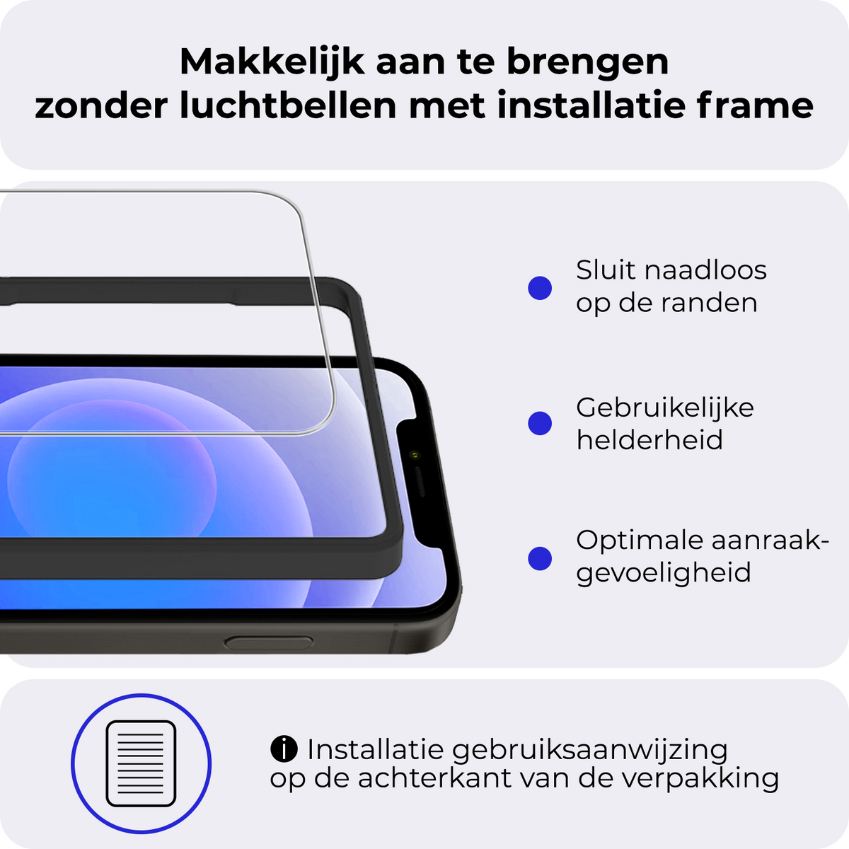 Screenprotector van gehard glas met installatieframe voor iPhone 12 Pro Max