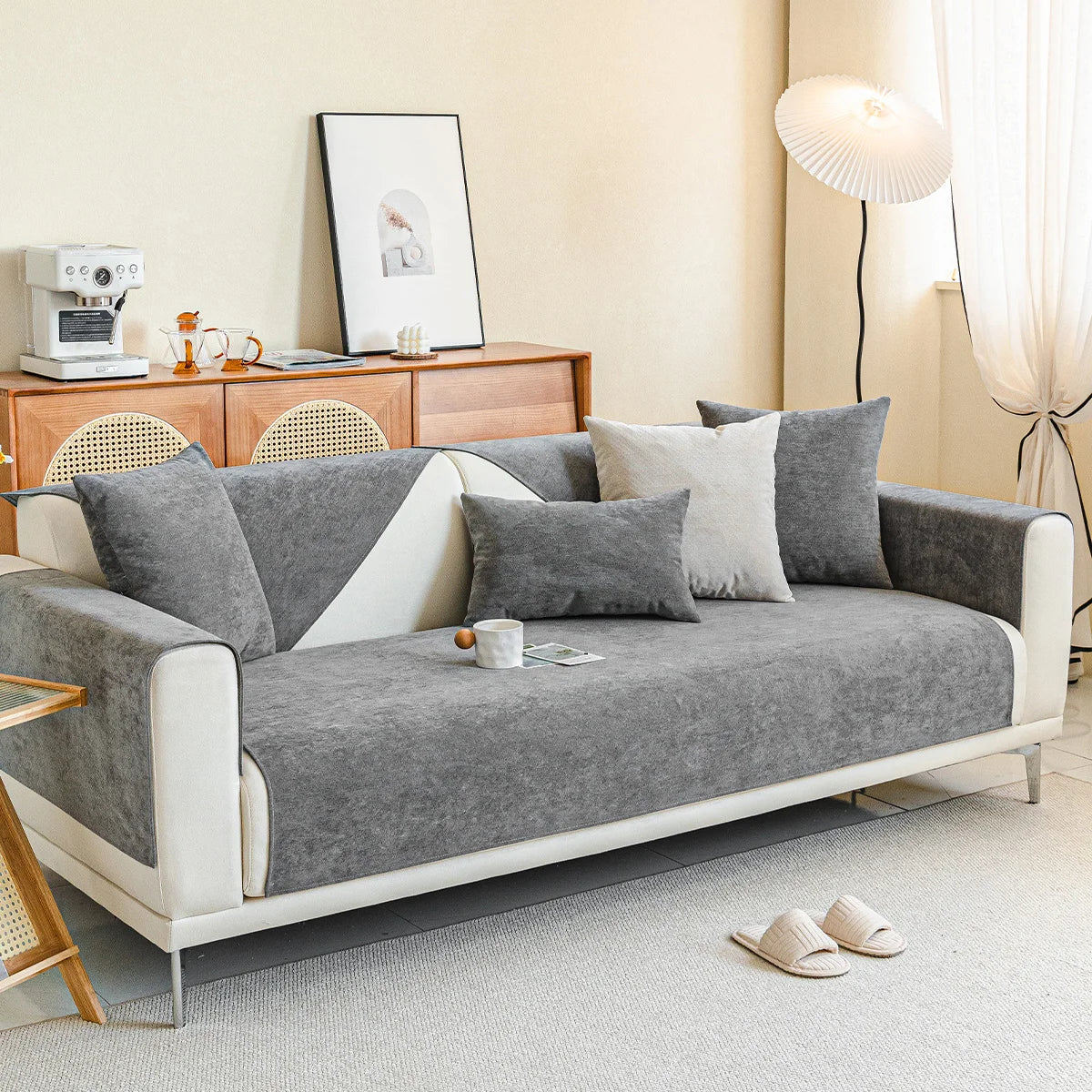 Luxe jacquard chenille bankhoes met antislip