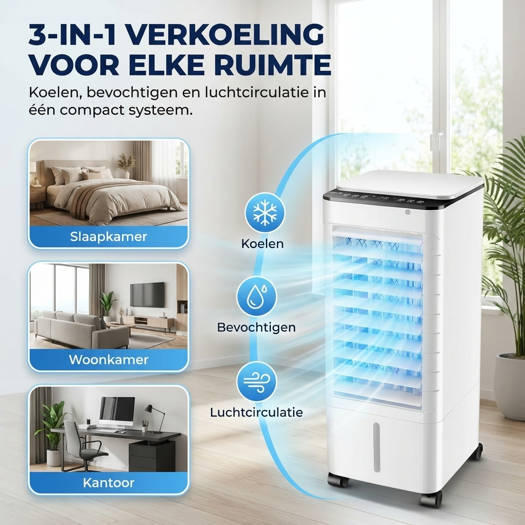 Compacte 3-in-1 Luchtkoeler met Bevochtigingsfunctie
