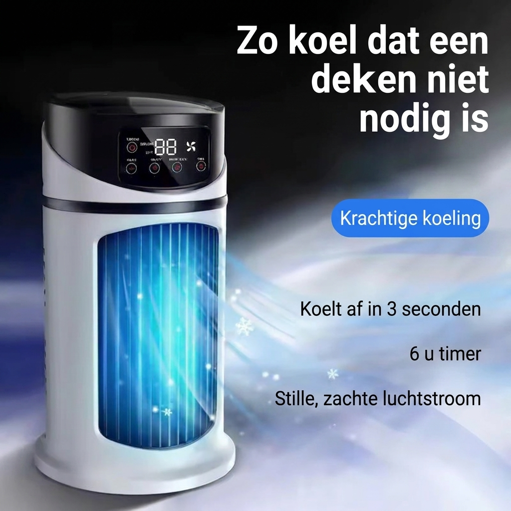 Compacte mini luchtkoeler met waterkoeling en timer