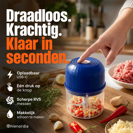 Draadloze elektrische mini voedselhakker met usb oplaadfunctie