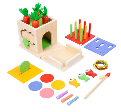 Houten Educatieve Activiteitenkubus Met 8-in-1 Speelfuncties