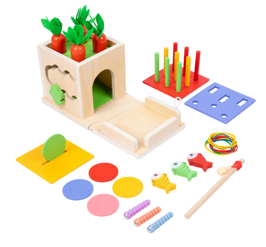 Houten Educatieve Activiteitenkubus Met 8-in-1 Speelfuncties