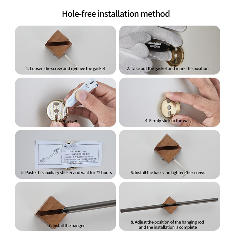 Houten handdoekhouder met minimalistisch wanddesign