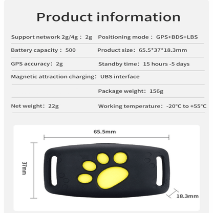 Compacte GPS tracker voor honden en katten met realtime locatie