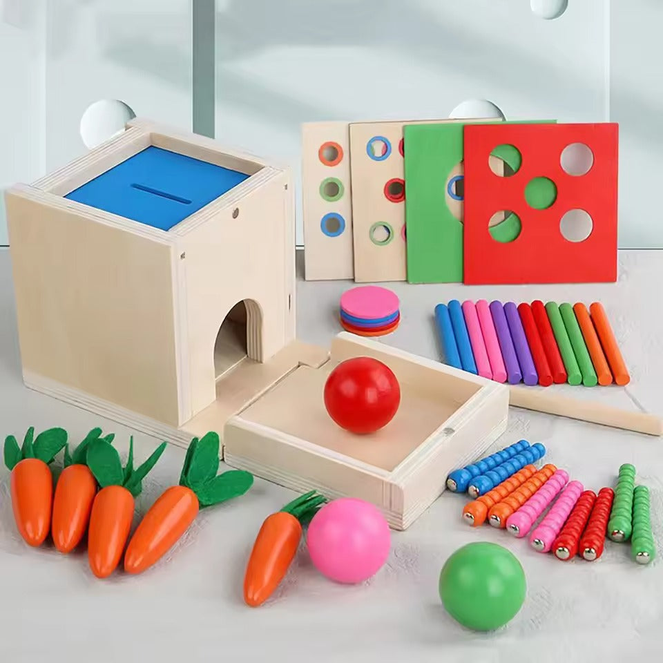 Houten Educatieve Activiteitenkubus Met 8-in-1 Speelfuncties