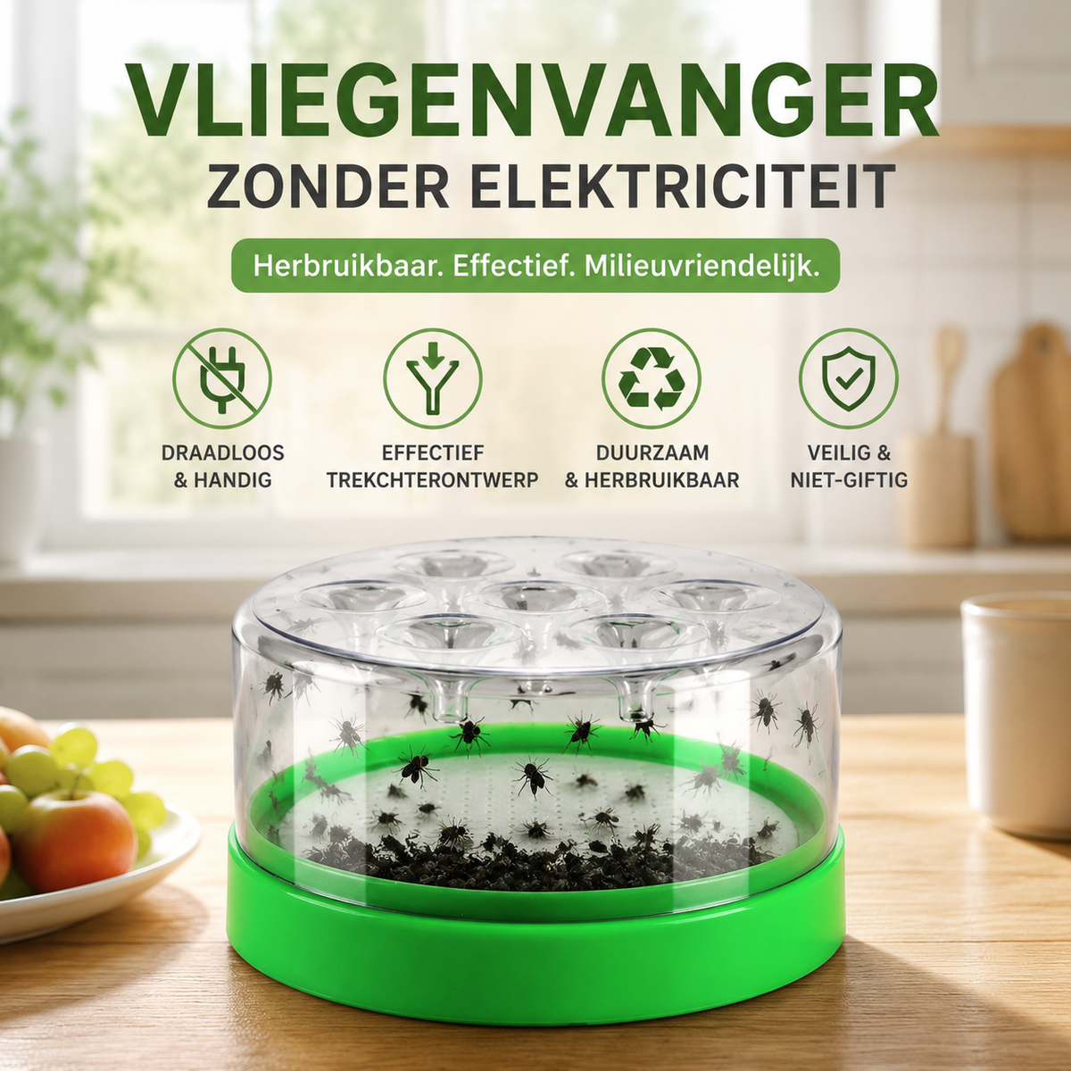 Herbruikbare niet-elektrische vliegenval met trechterontwerp | LE30337533A2