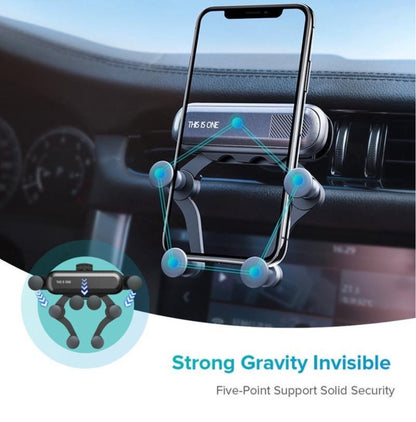 Gravity telefoonhouder voor ventilatierooster met vijfpuntssysteem
