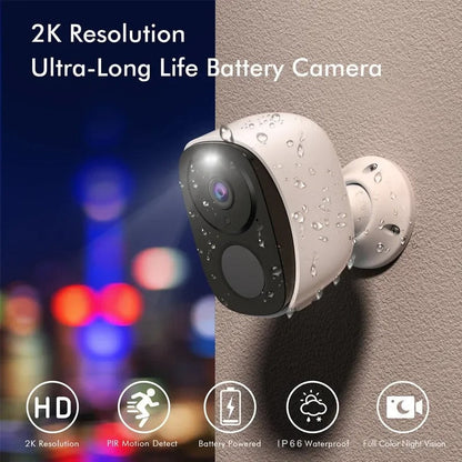 Draadloze oplaadbare IP-buitencamera met nachtzicht en audio