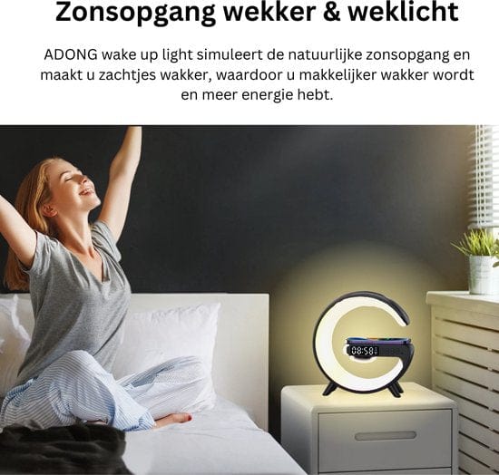 Wake-up light wekkerlamp met draadloos opladen