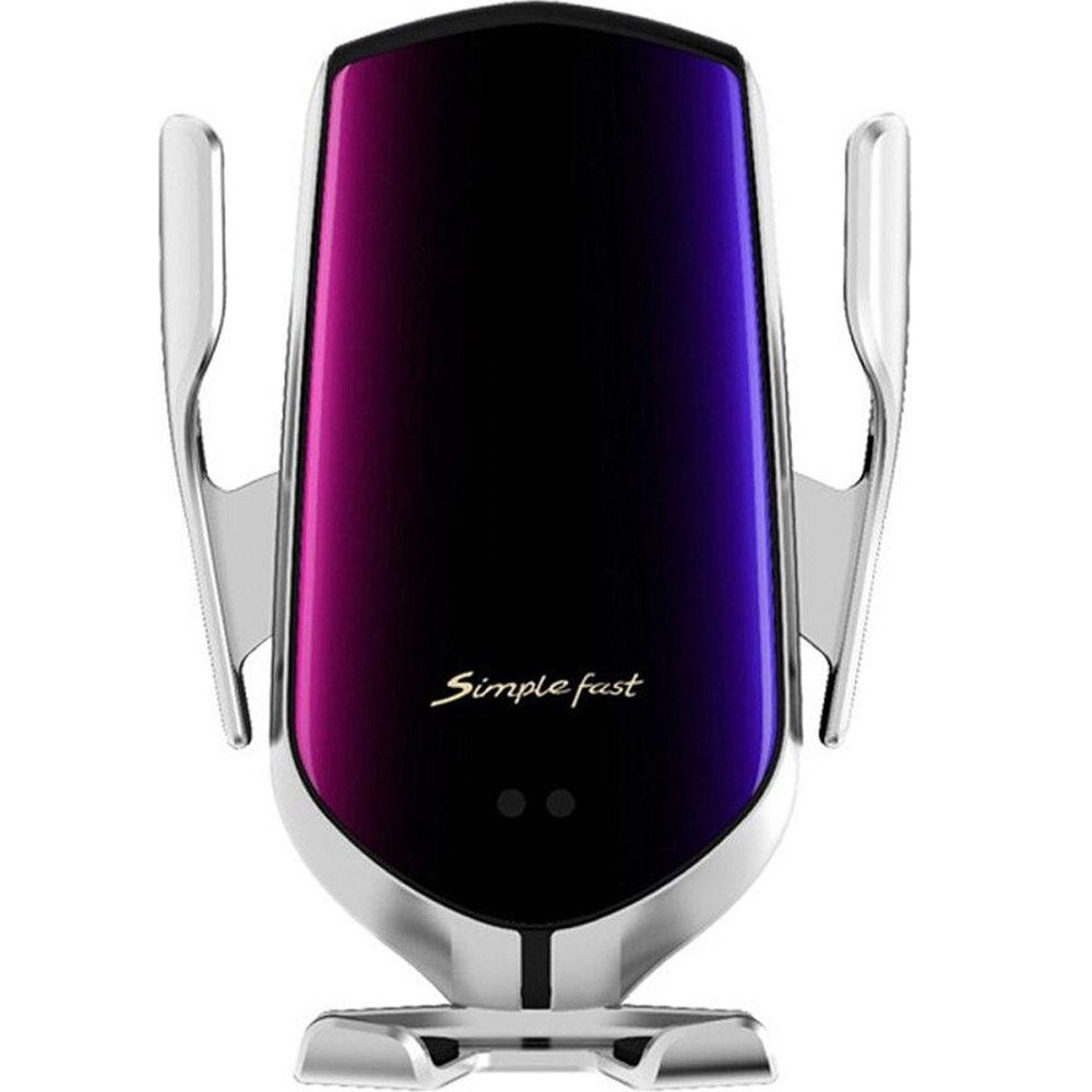 Automatische autotelefoonhouder met draadloze Qi-oplader R2 zilver