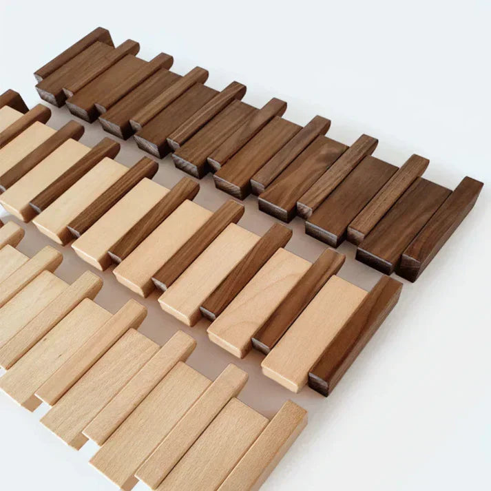 Houten wandkapstok met inklapbare magnetische haken