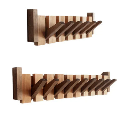 Houten wandkapstok met inklapbare magnetische haken