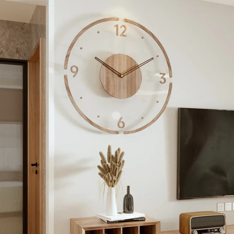 Houten Wandklok met Stil Uurwerk