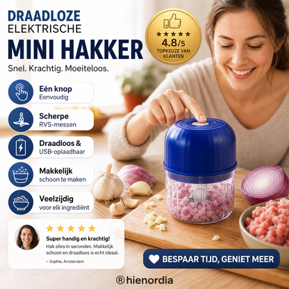 Draadloze elektrische mini voedselhakker met usb oplaadfunctie