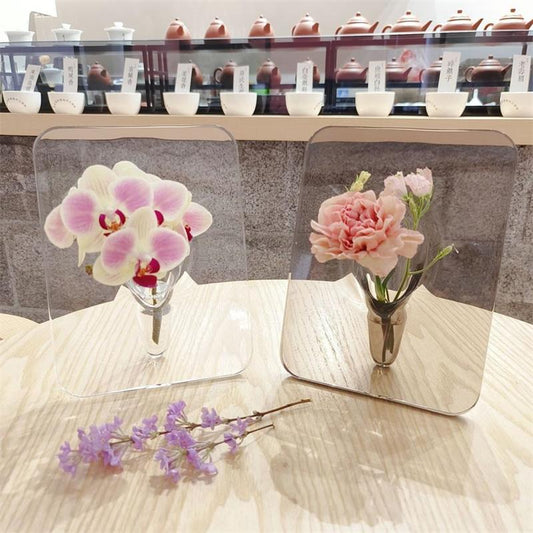 Fotolijstvormige bloemenvaas van acryl met Scandinavisch design