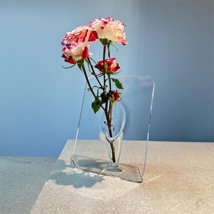 Fotolijstvormige bloemenvaas van acryl met Scandinavisch design