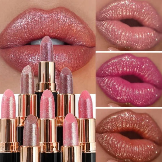 Waterbestendige en hydraterende glitterlippenstift met glanzende finish