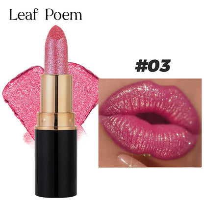 Waterbestendige en hydraterende glitterlippenstift met glanzende finish