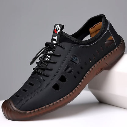 Leren wandelschoenen met ademende antislipzool
