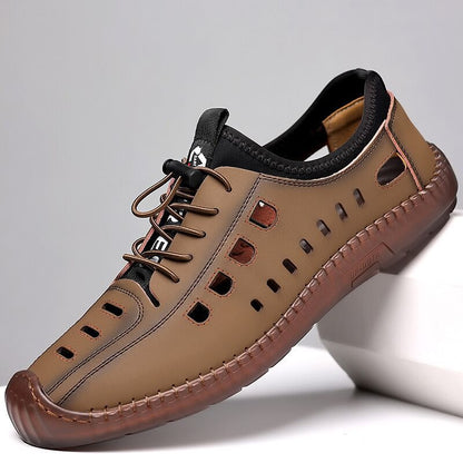 Leren wandelschoenen met ademende antislipzool