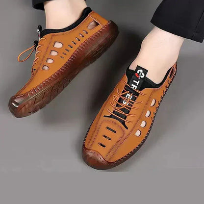 Leren wandelschoenen met ademende antislipzool