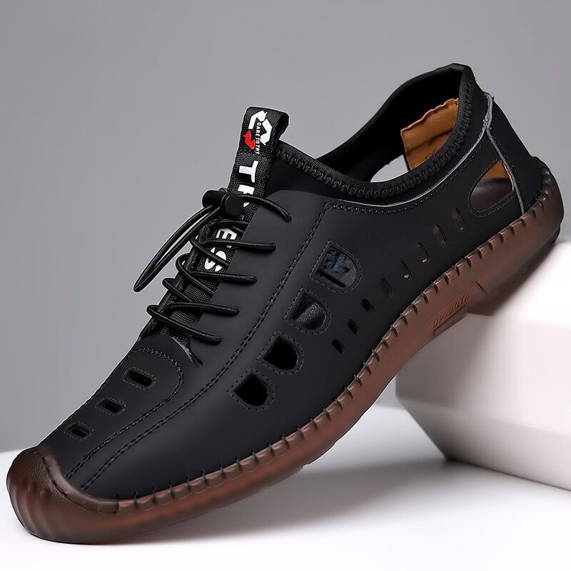 Leren wandelschoenen met ademende antislipzool