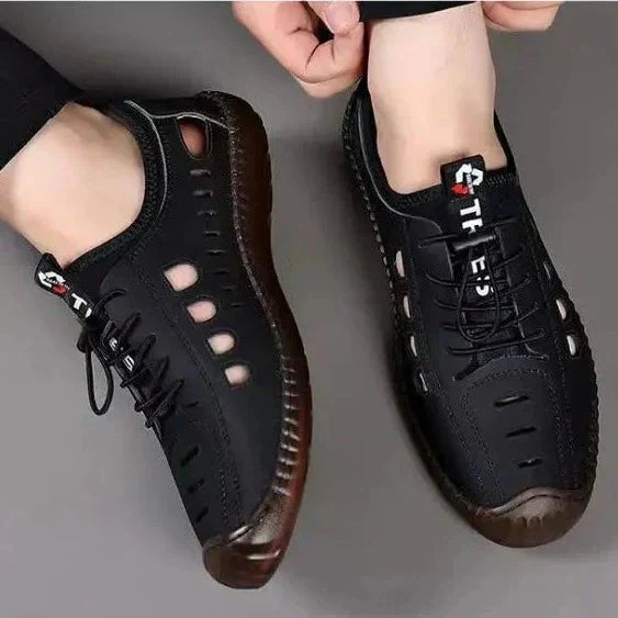 Leren wandelschoenen met ademende antislipzool