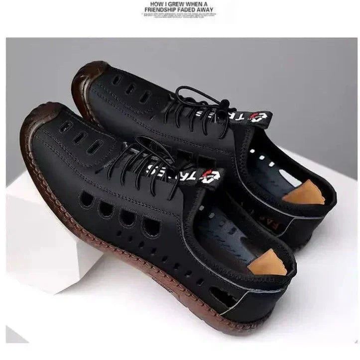 Leren wandelschoenen met ademende antislipzool