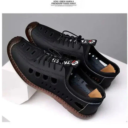 Leren wandelschoenen met ademende antislipzool