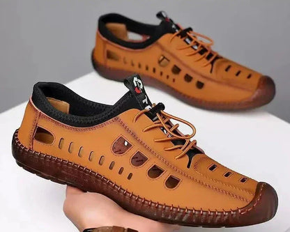 Leren wandelschoenen met ademende antislipzool