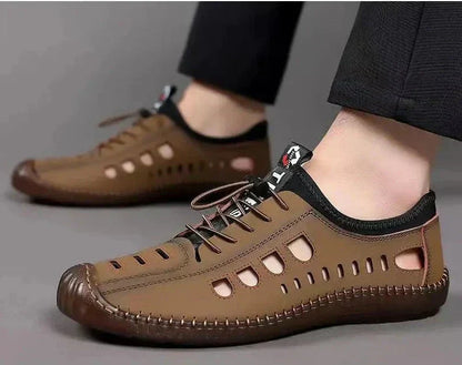 Leren wandelschoenen met ademende antislipzool