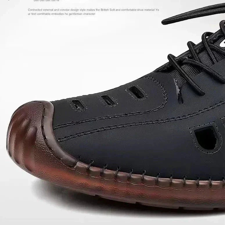 Leren wandelschoenen met ademende antislipzool