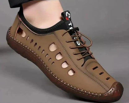 Leren wandelschoenen met ademende antislipzool