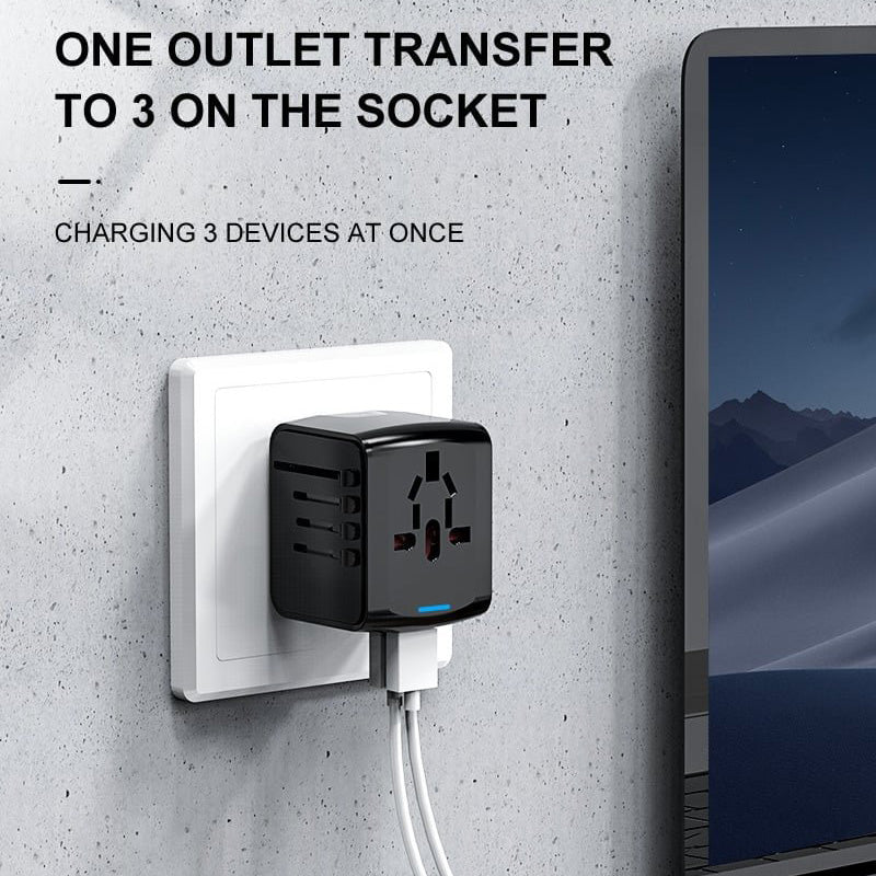 Universele reisstekker met 4 USB-poorten