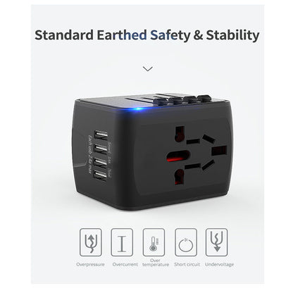 Universele reisstekker met 4 USB-poorten